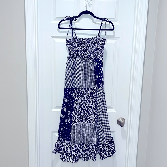 Sandy Liang x Target Patchwork Sleeveless Ruffled Midi Dress Smocked Cottagecore - Picture 2 of 9